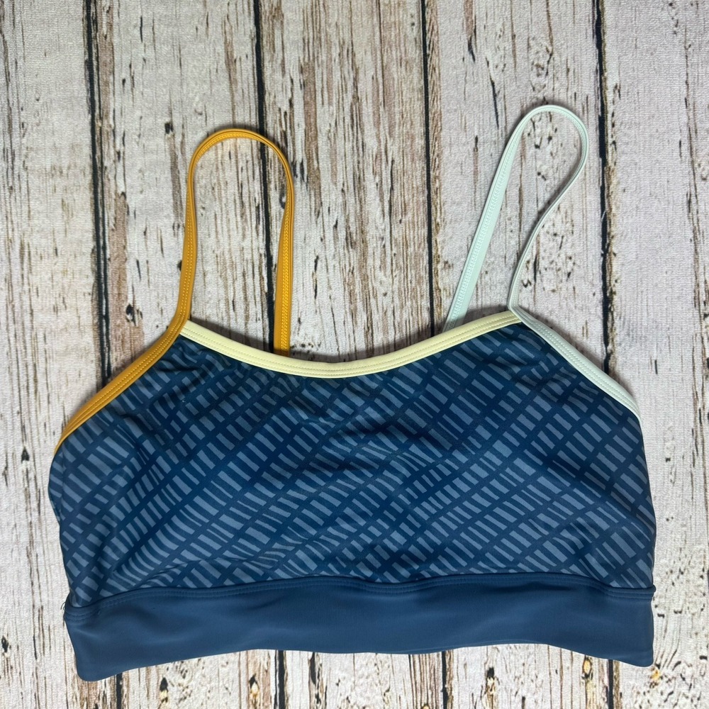 Nani Swimwear Women's Bralette Swim Bikini Top Blue Geometric Strappy Size L